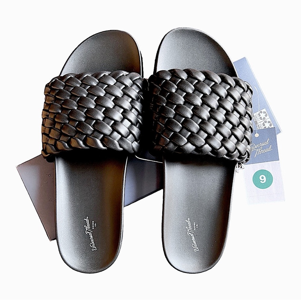 NWT Polly Woven Slide Sandals size 9 - universal thread Black